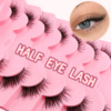 Wholesale 7 Pairs 3D Faux Mink Eyelashes Pack - Natural Long Wispy Lashes - Soft Reusable Clear Band Fake Lashes with Pink Heart Tray