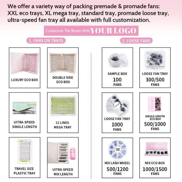 Wholesale 3D 4D 5D 6D 7D 8D 10D Short Stem Premade Fan Eyelash Extensions Soft Matte Black Faux Mink Lashes for Lash Artists