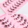 Wholesale 7 Pairs 3D Faux Mink Eyelashes Pack - Natural Long Wispy Lashes - Soft Reusable Clear Band Fake Lashes with Pink Heart Tray