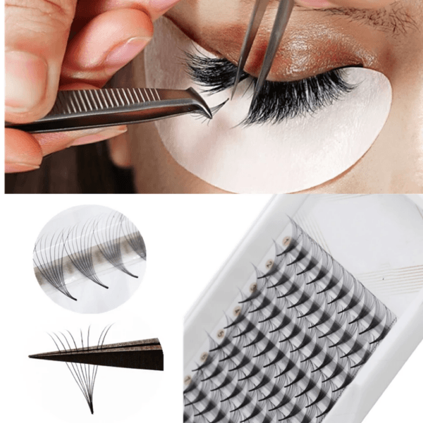 Korea PBT Fiber Premade Volume Lashes 0.05 0.07 2D-20D for Handmade Pre Made Fans Eyelash Extensions Natural Black 12 Rows