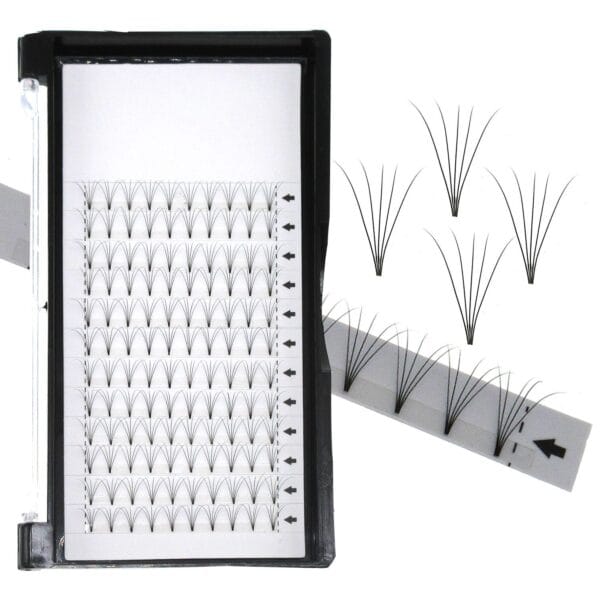 Wholesale Short Stem 2D 3D 5D 6D 7D 0.07 Soft Silk Pre-made Volum Fan eyelash extension for Fast Salon Application