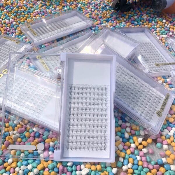 Korea PBT Fiber Premade Volume Lashes 0.05 0.07 2D-20D for Handmade Pre Made Fans Eyelash Extensions Natural Black 12 Rows