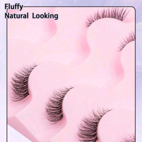 Wholesale 7 Pairs 3D Faux Mink Eyelashes Pack - Natural Long Wispy Lashes - Soft Reusable Clear Band Fake Lashes with Pink Heart Tray