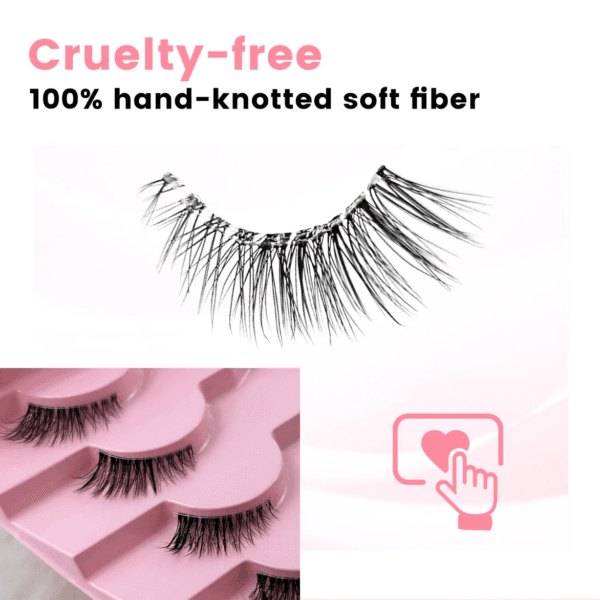 Wholesale 7 Pairs 3D Faux Mink Eyelashes Pack - Natural Long Wispy Lashes - Soft Reusable Clear Band Fake Lashes with Pink Heart Tray