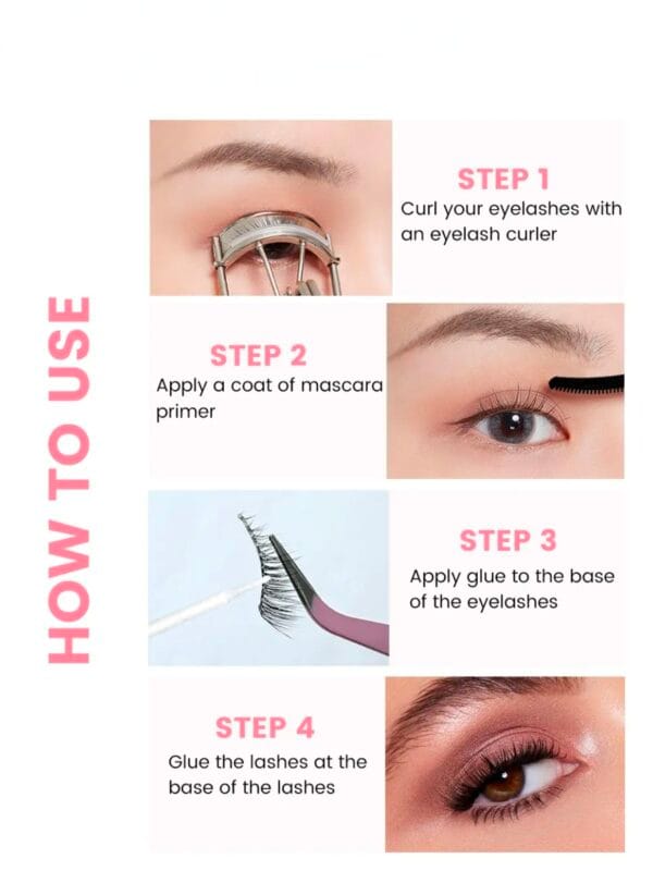 Wholesale 7 Pairs 3D Faux Mink Eyelashes Pack - Natural Long Wispy Lashes - Soft Reusable Clear Band Fake Lashes with Pink Heart Tray