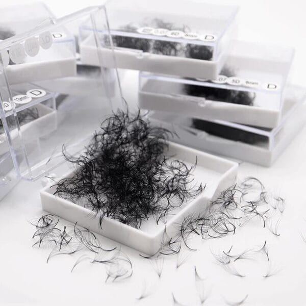 For Yize Wispy Pro Premade Eyelash Extensions Pointy Base Volume Fans with CC Curl Cashmere 300 500 1000 Loose Fans Packaged in Box