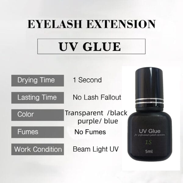 Wholesale OEM ODM UV Eyelash Extension glue 1s Instant Cure Light- Fume-Free & Long Retention