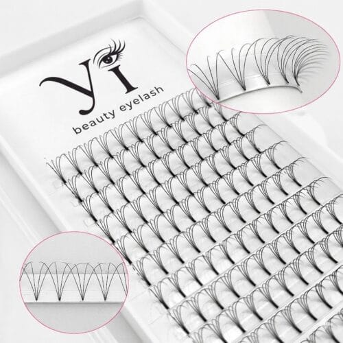 品牌 Wholesale Short Stem 2D 3D 5D 6D 7D 0.07 Soft Silk Pre-made Volum Fan eyelash extension for Fast Salon Application