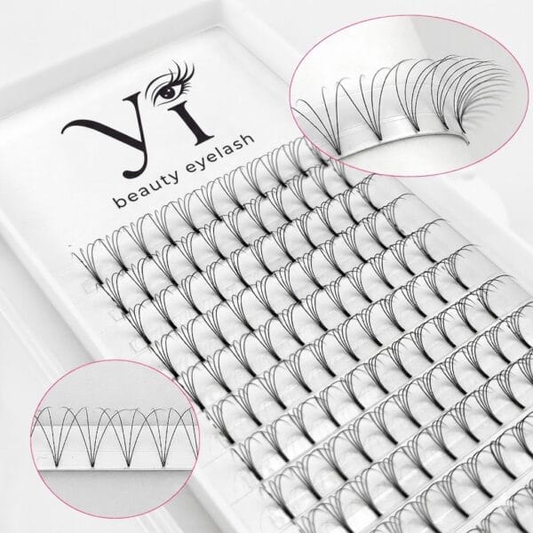 Wholesale Short Stem 2D 3D 5D 6D 7D 0.07 Soft Silk Pre-made Volum Fan eyelash extension for Fast Salon Application