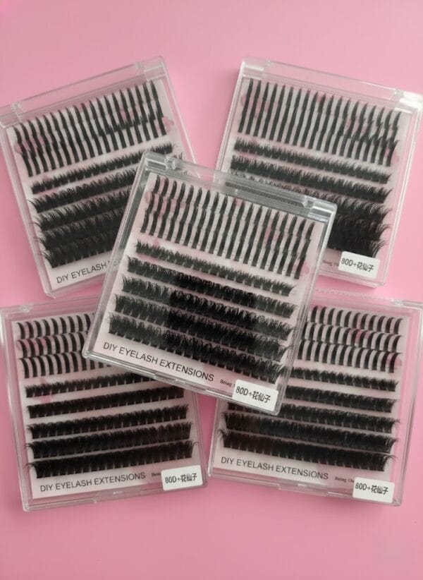 DIY Eyelash Extension Kit - Fairy & Fish Tail Mixed Cluster Lashes(80D Volume)