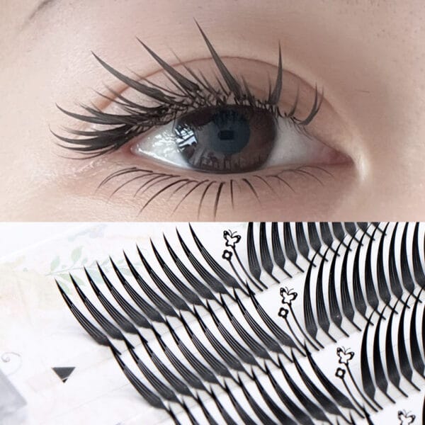 Customized personal label spiky eyelashes salon pre-made grafting luxurious fox comic pre-made fan eyelash extensions
