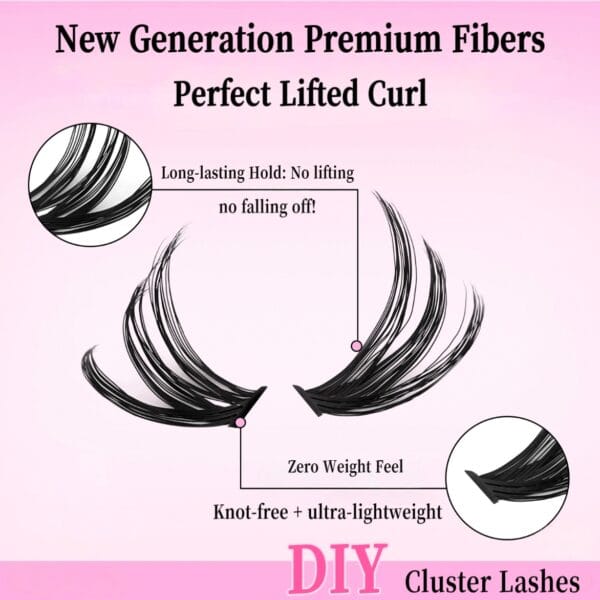 DIY Eyelash Extension Kit - Fairy & Fish Tail Mixed Cluster Lashes(80D Volume)
