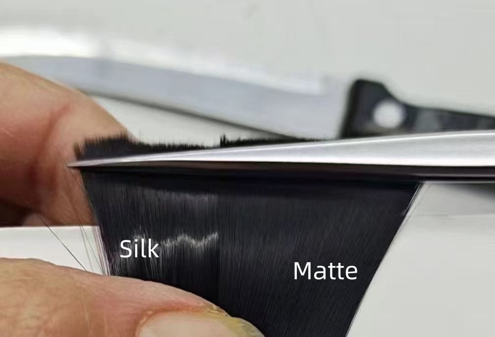 Difference between matte and silk finish PBT lashes