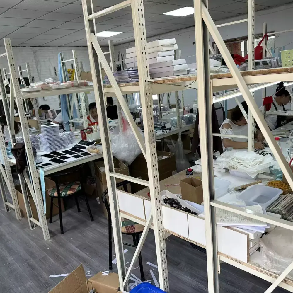 Korean PBT heat bonded 4D 5D narrow stem premade fans factory production