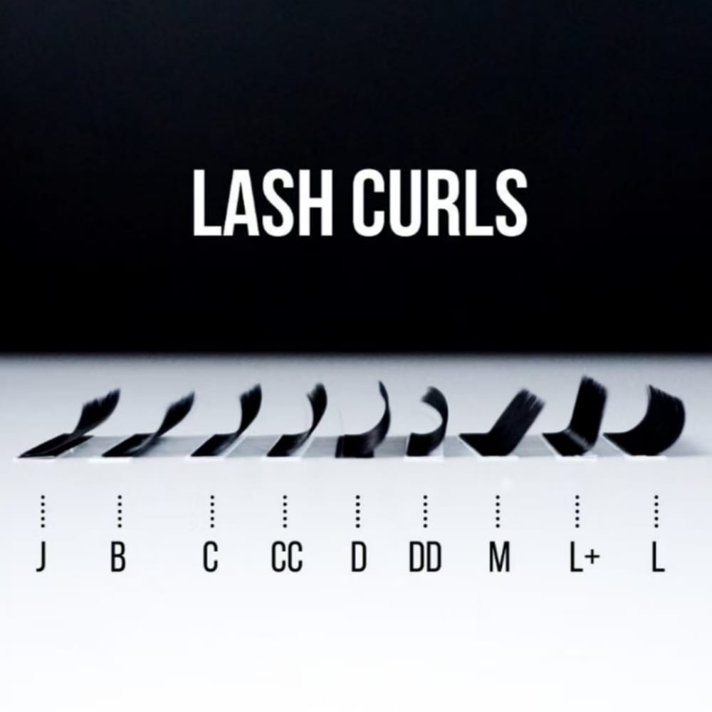 lash extension curl chart C CC D curls