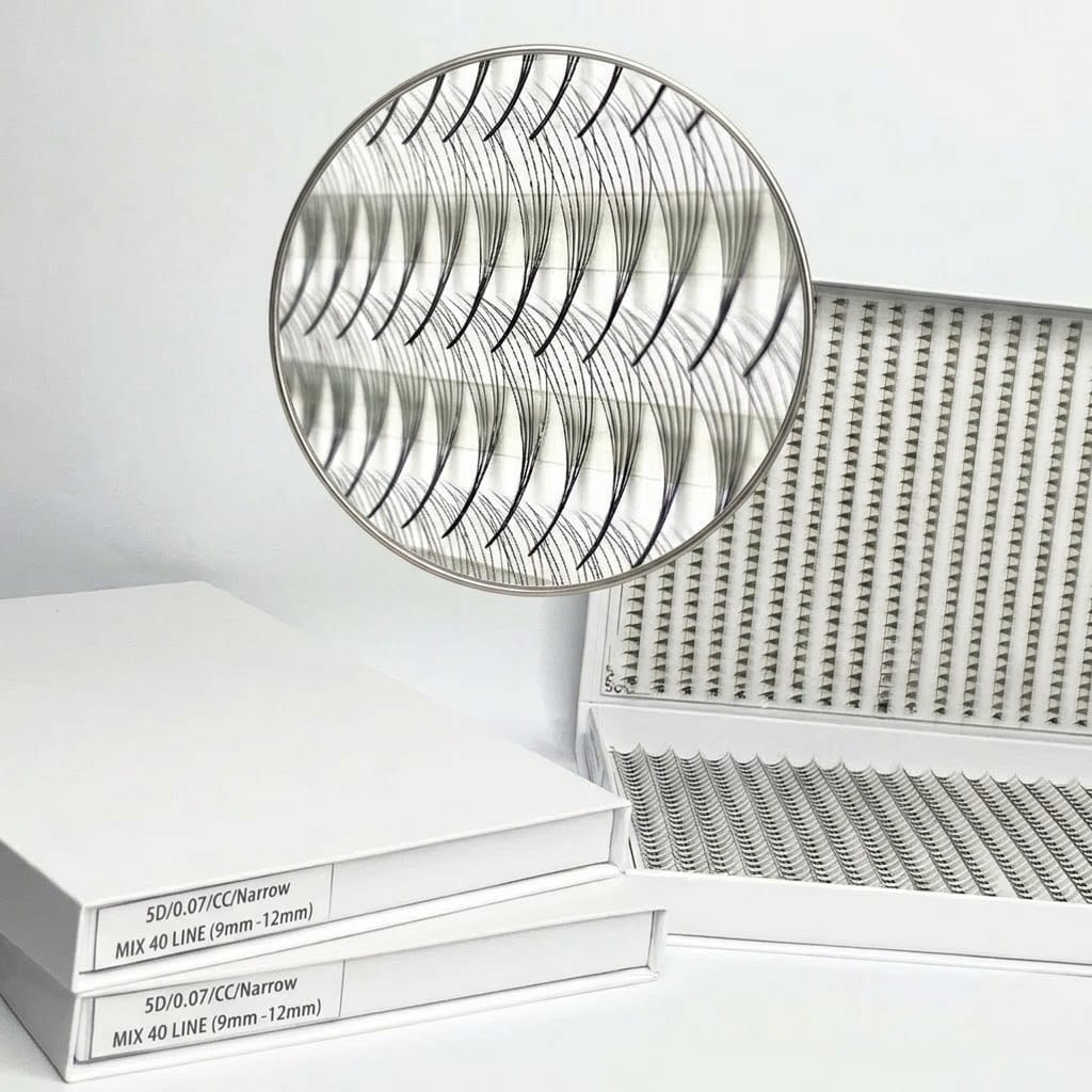 4D 5D narrow stem premade fans trays wholesale by YIZE Lashes