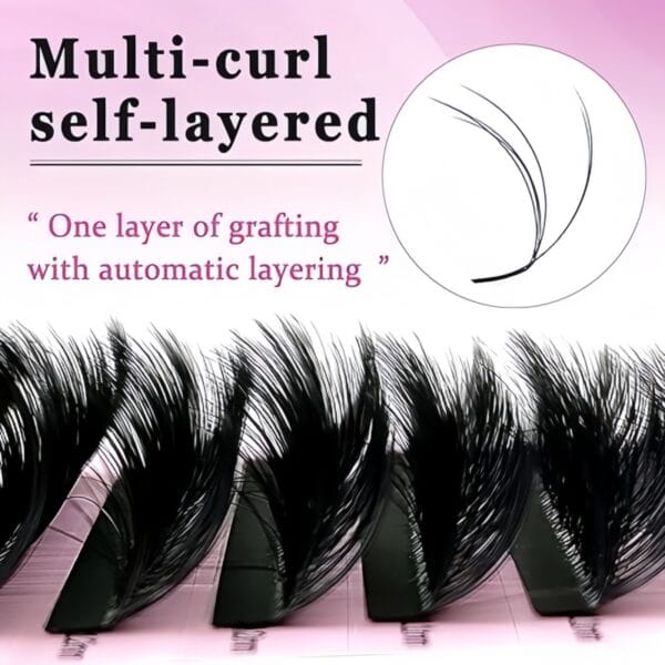 Wholesale Camellia Multi-Curl Self-Layering 5D Messy 3D Natural New Grafting Easy Fan Lashes Extensions For Professional Salon