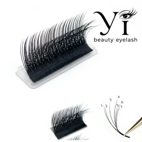 7 Wholesale Camellia Multi-Curl Self-Layering 5D Messy 3D Natural New Grafting Easy Fan Lashes Extensions For Professional Salon