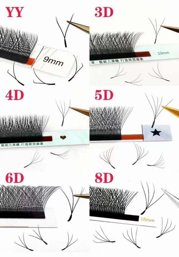yy及dw汇总 YY eyelashes 3D 4D 5D W Shaped Eyelash Extensions Volume Clover Lashes Matte Black Soft PBT Fiber for Professional Lash Technicians