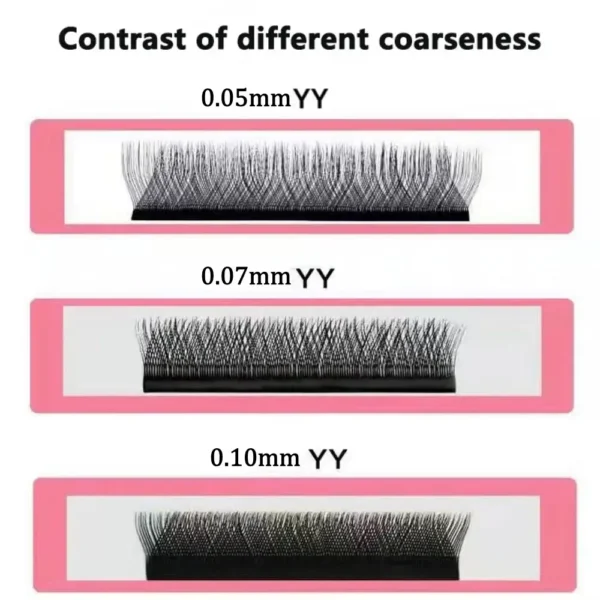 yy粗度对比图 Wholesale Premium YY Lash Extensions | Soft Matte Finish & Fast Application