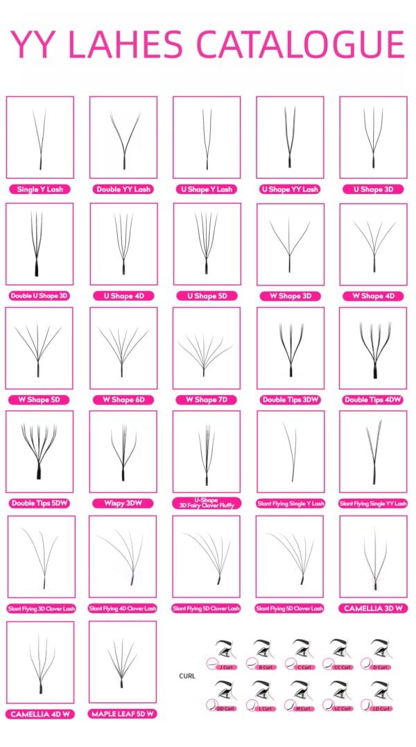 双u2 OEM/Private Label U-Shape Clover Lashes Matte Black Soft Synthetic Fiber High Efficiency YY 3D 4D 5D Eyelash Extensions Factory Supplier