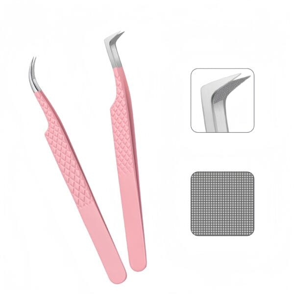 Wholesale Professional Eyelash Extension Tweezers With Fiber-tipped Tips Customizable Logo For Eyelash Extension.