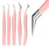 Wholesale Professional Eyelash Extension Tweezers With Fiber-tipped Tips Customizable Logo For Eyelash Extension.