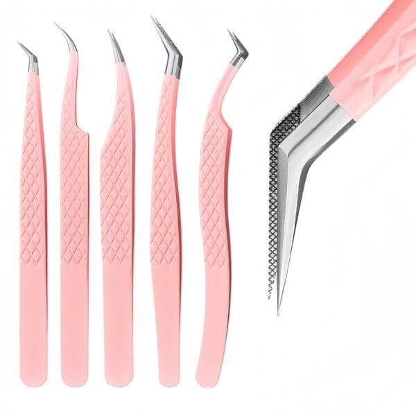 Wholesale Professional Eyelash Extension Tweezers With Fiber-tipped Tips Customizable Logo For Eyelash Extension.