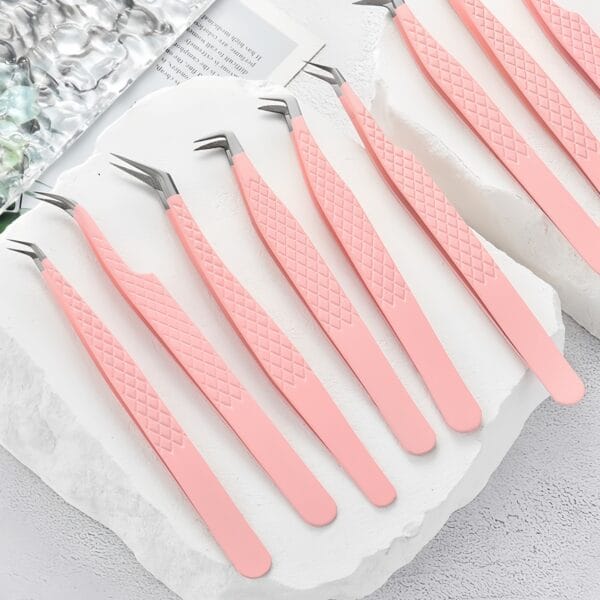 Wholesale Professional Eyelash Extension Tweezers With Fiber-tipped Tips Customizable Logo For Eyelash Extension.