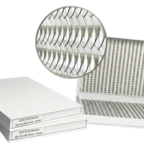 Wholesale Professional Pointy Base 40 Lines Narrow Fans Premade Volume Lashes 3D to 14D Slim Sharp Stem Large Capacity Trays