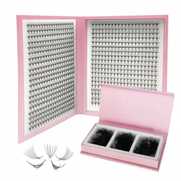 3D 4D 5D 6D Premade Fans with Luxury Book Box Packaging for Wholesale Lash Extensions