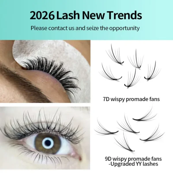 Wholesale 7D Wispy Premade Lash Fans Korean PBT Fiber Customized Labels