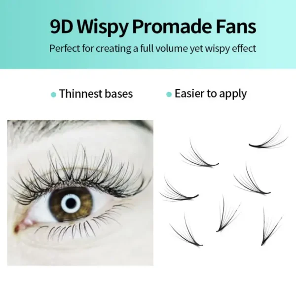 Wholesale 9D Wispy Premade Lash Fans -Soft YY Volume Pre-Made Eyelash Extensions for Private Label
