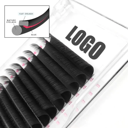 flat lash 20 Matte black ellipse flat lashes extensions on tray