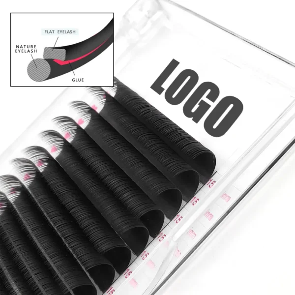 flat lash 20 Matte black ellipse flat lashes extensions on tray